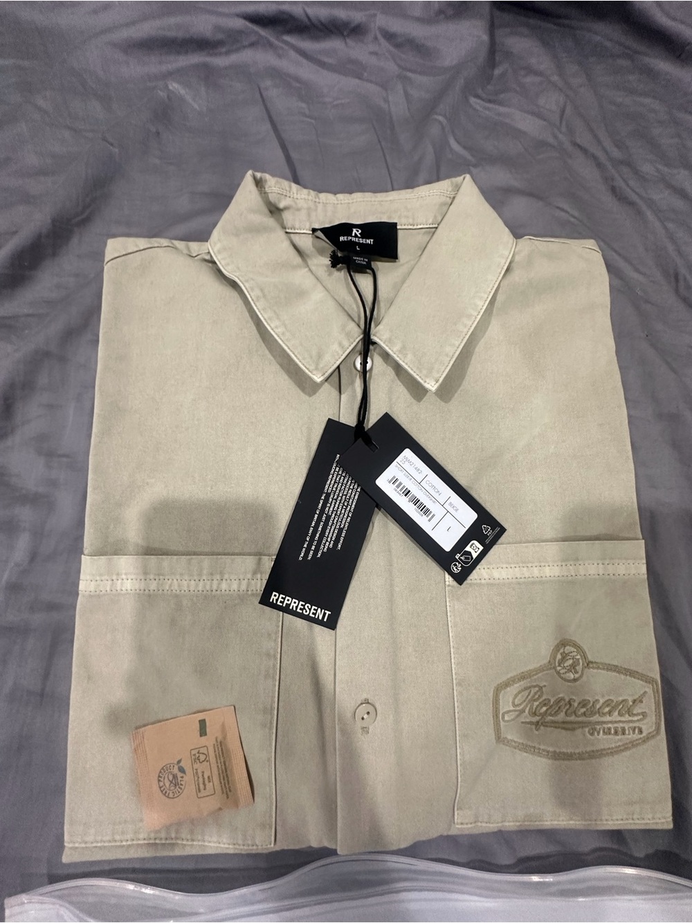 Men’s Casual Button-Up Shirt in beige